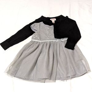 6mo Gray Sequence Dress & Cardigan